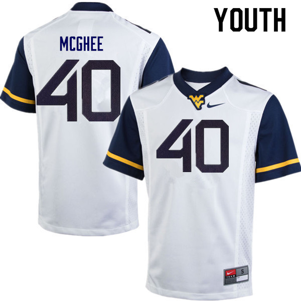 Youth #40 Kolton McGhee West Virginia Mountaineers College Football Jerseys Sale-White - Click Image to Close